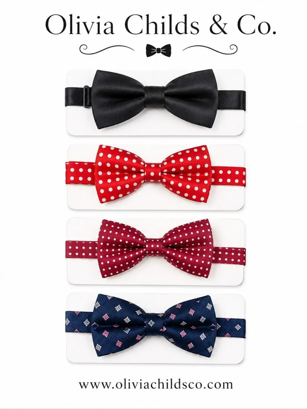New w/o Tags- Infant Tddler Boys Bow Tie Set - Black, Red, Burgundy, Navy